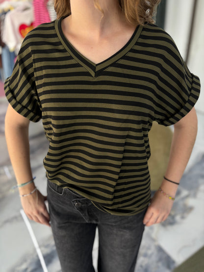 T-Shirt MARINETTE noir/kaki COLV V