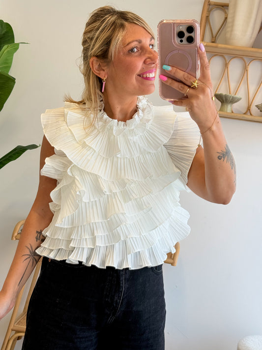 Top ILDA froufrou blanc