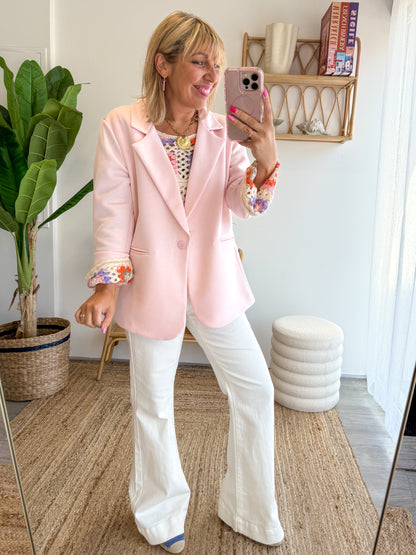 Blazer LILOU rose (matière Jogg)