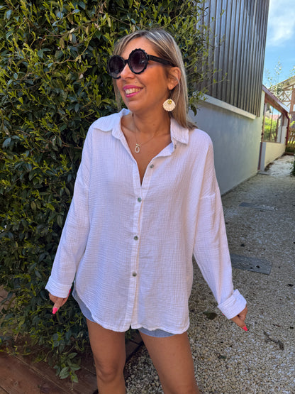 Chemise JONAS gaze de coton blanc
