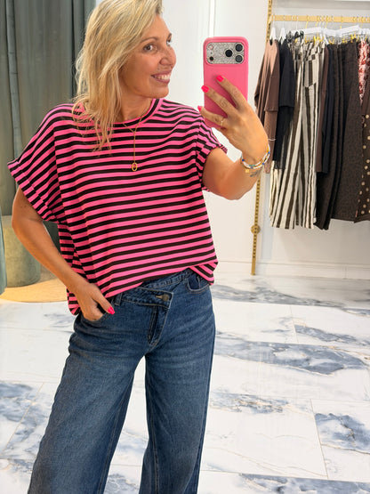 T-Shirt MARINETTE rose/noir