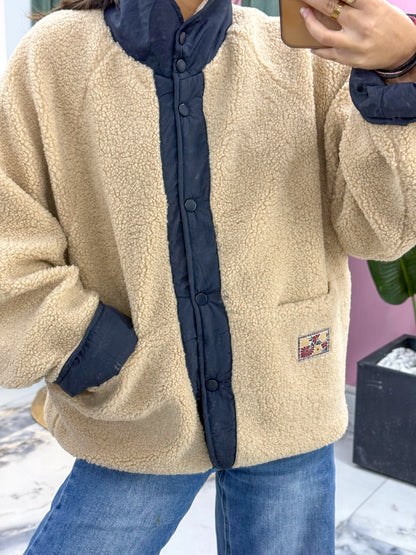 Veste NUAGE réversible marine/beige foncé