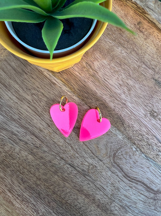 Joy- boucles d’oreilles cœur Fuchsia 🩷