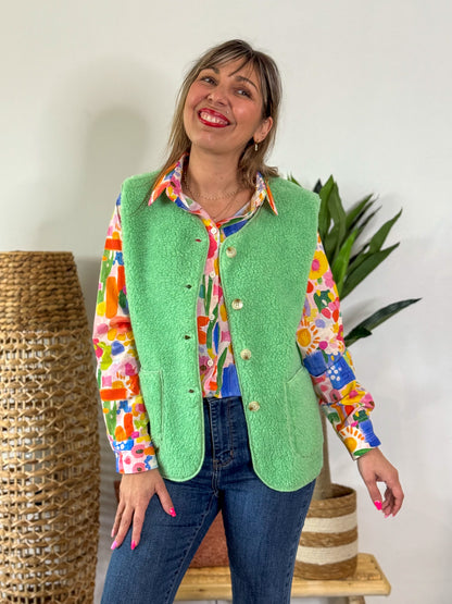 Gilet sans manches CAMELIA vert prairie