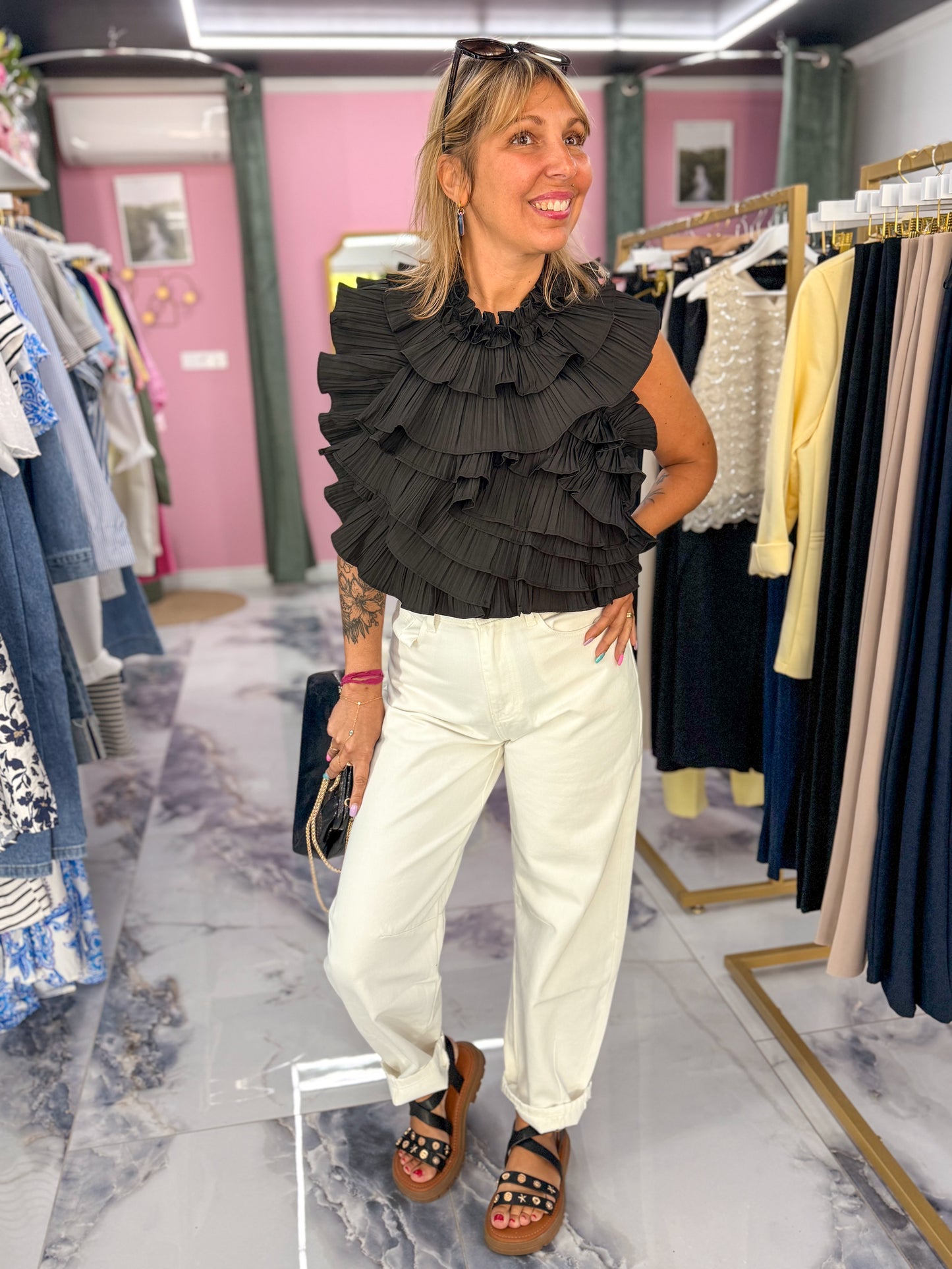 Top ILDA froufrou noir