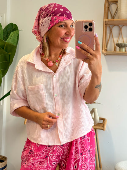 Chemise SWEET gaze de coton rose