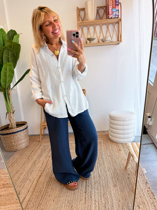 Chemise JEANNE gaze de coton blanc