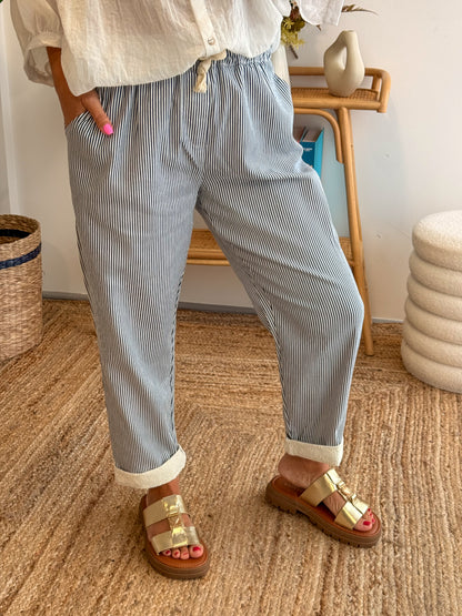Pantalon ANAÏS rayures marine
