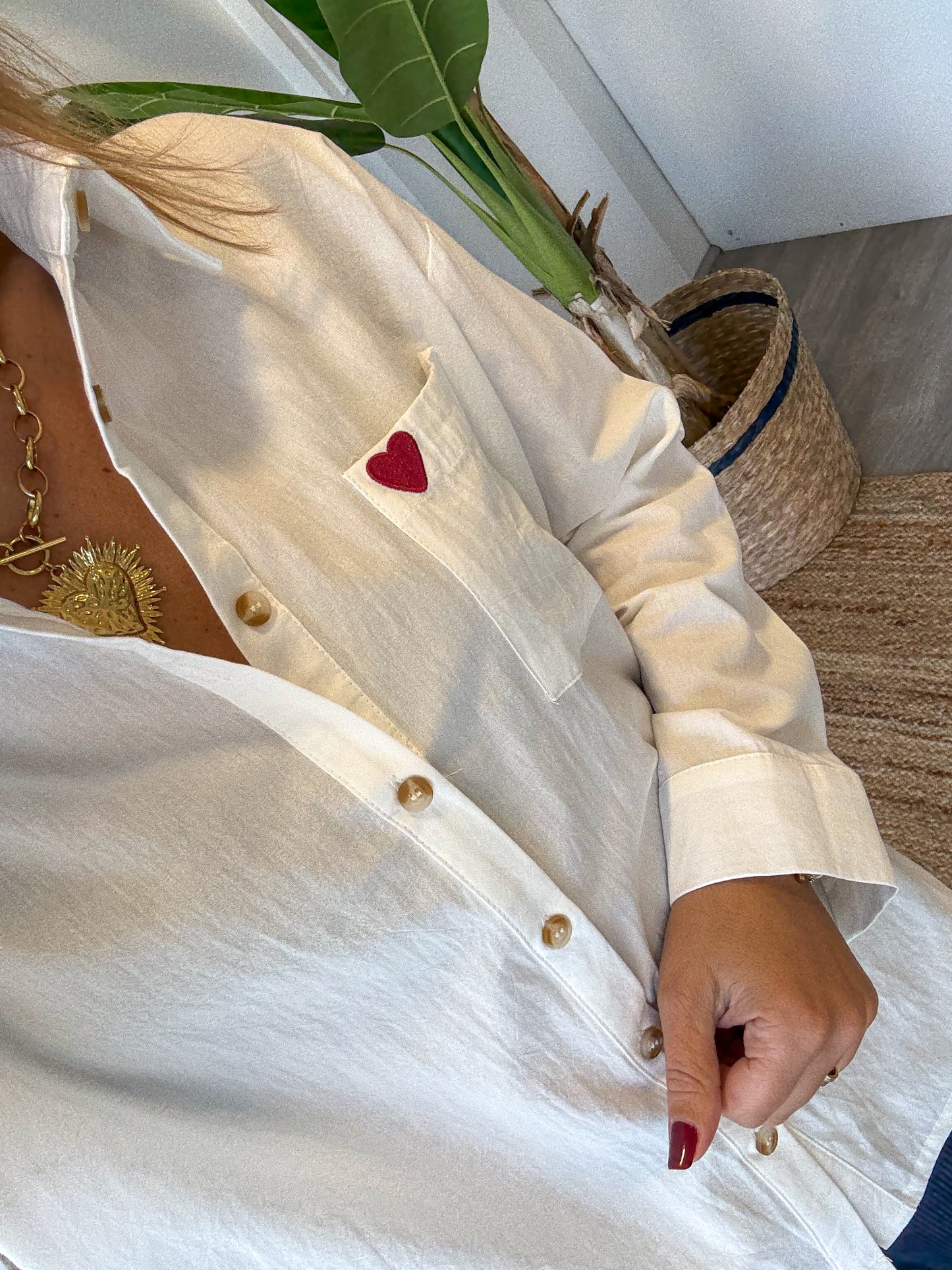 Chemise cœur bordeaux