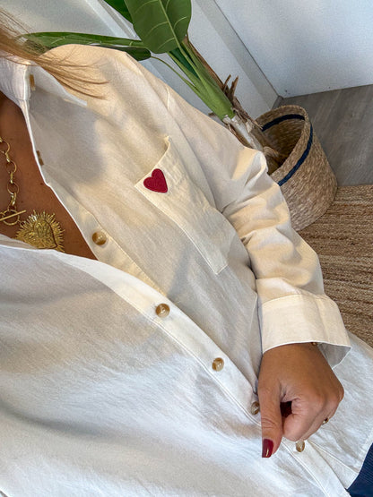 Chemise cœur bordeaux