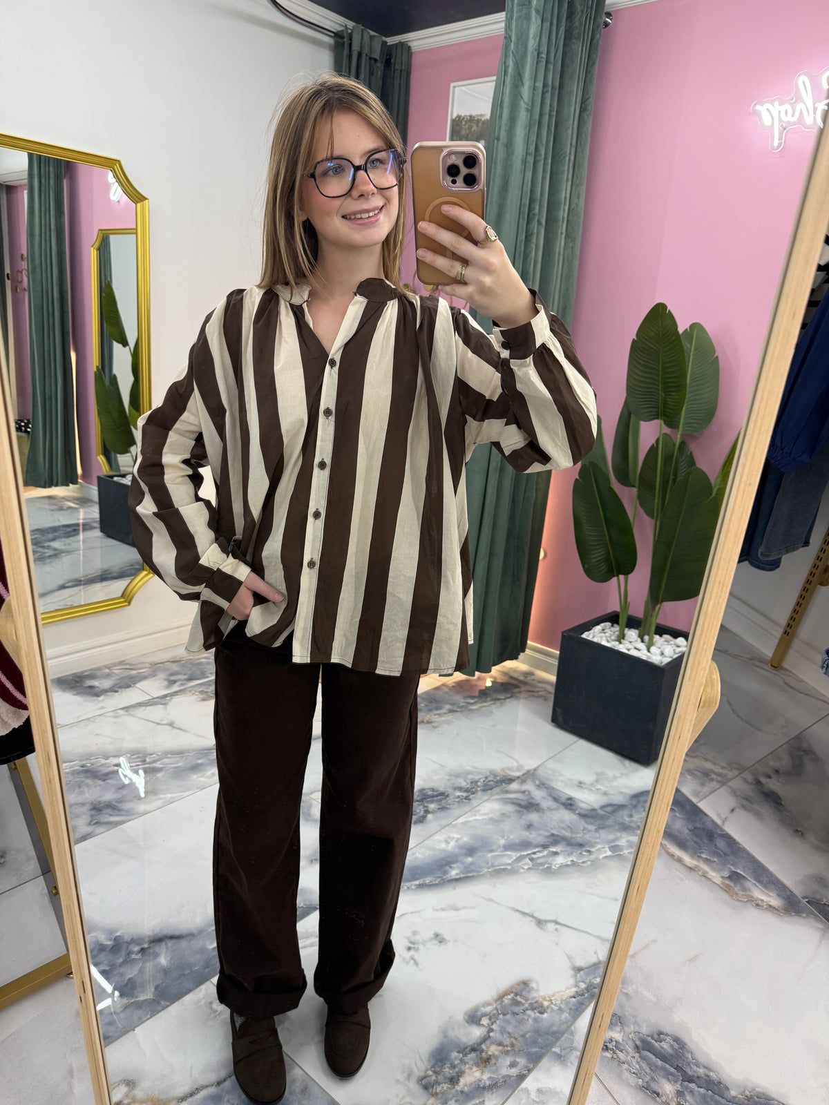 Chemise TARA choco/écru
