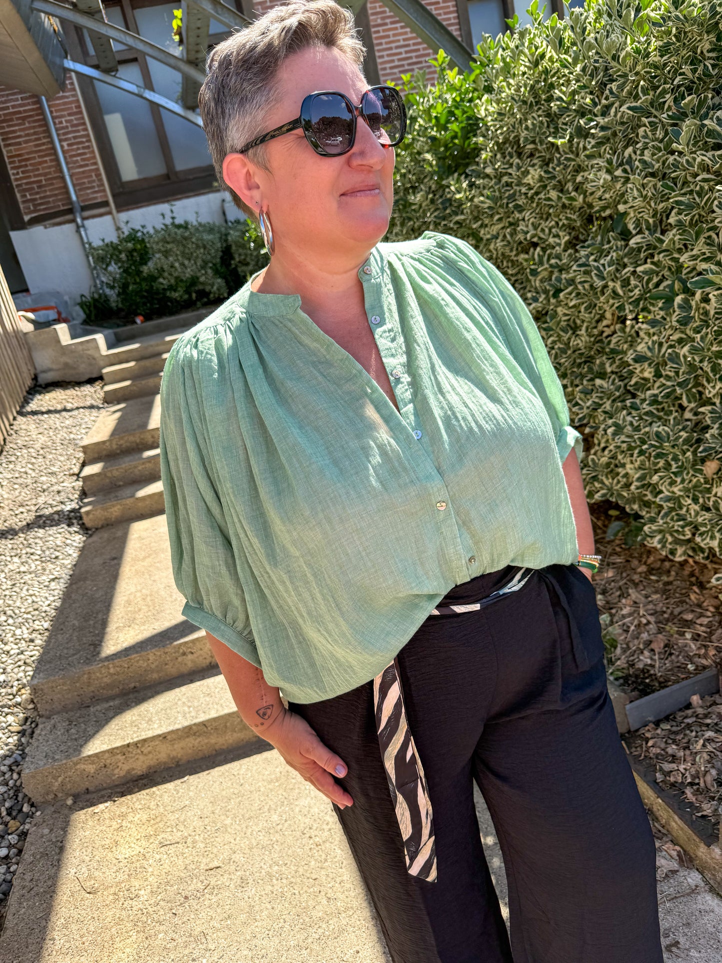 Blouse BELLA VITA vert amande