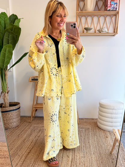 Pantalon BANDANA gaze de coton jaune