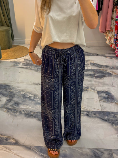 Pantalon FLUIDE BANDANA Marine