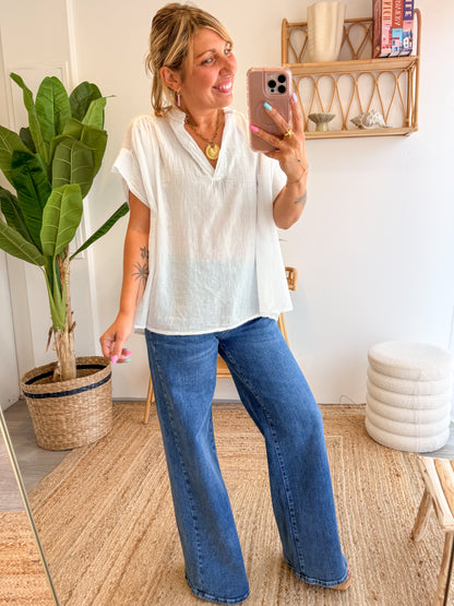 Blouse CAPRI voile de coton blanc