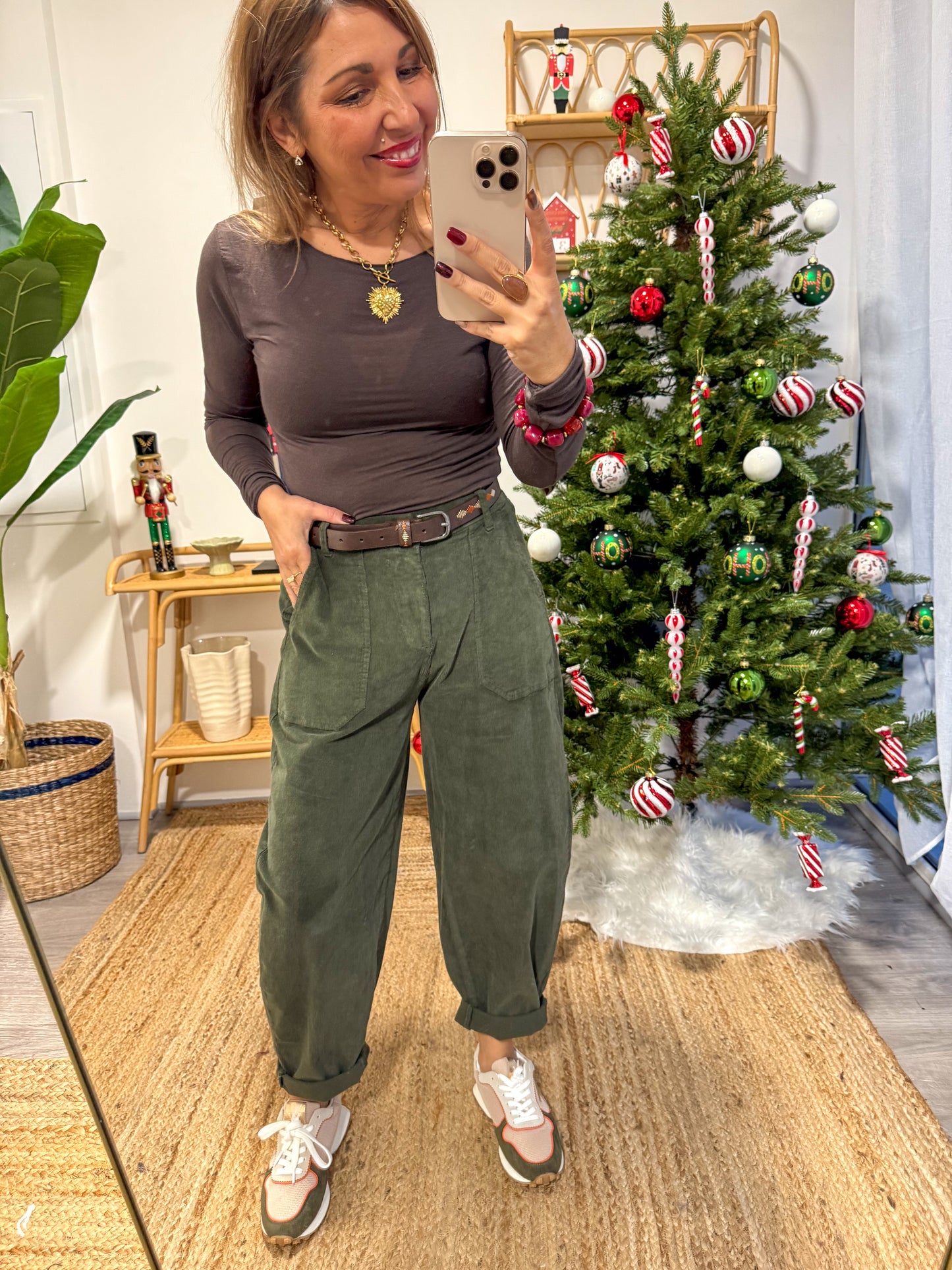 Pantalon ROMY VELOURS Kaki