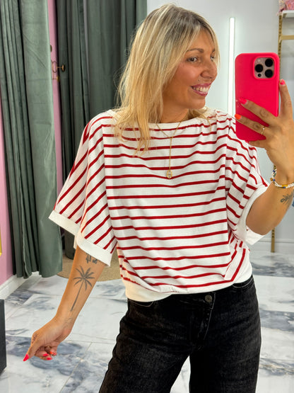 T-shirt BELLE ÎLE rouge/blanc