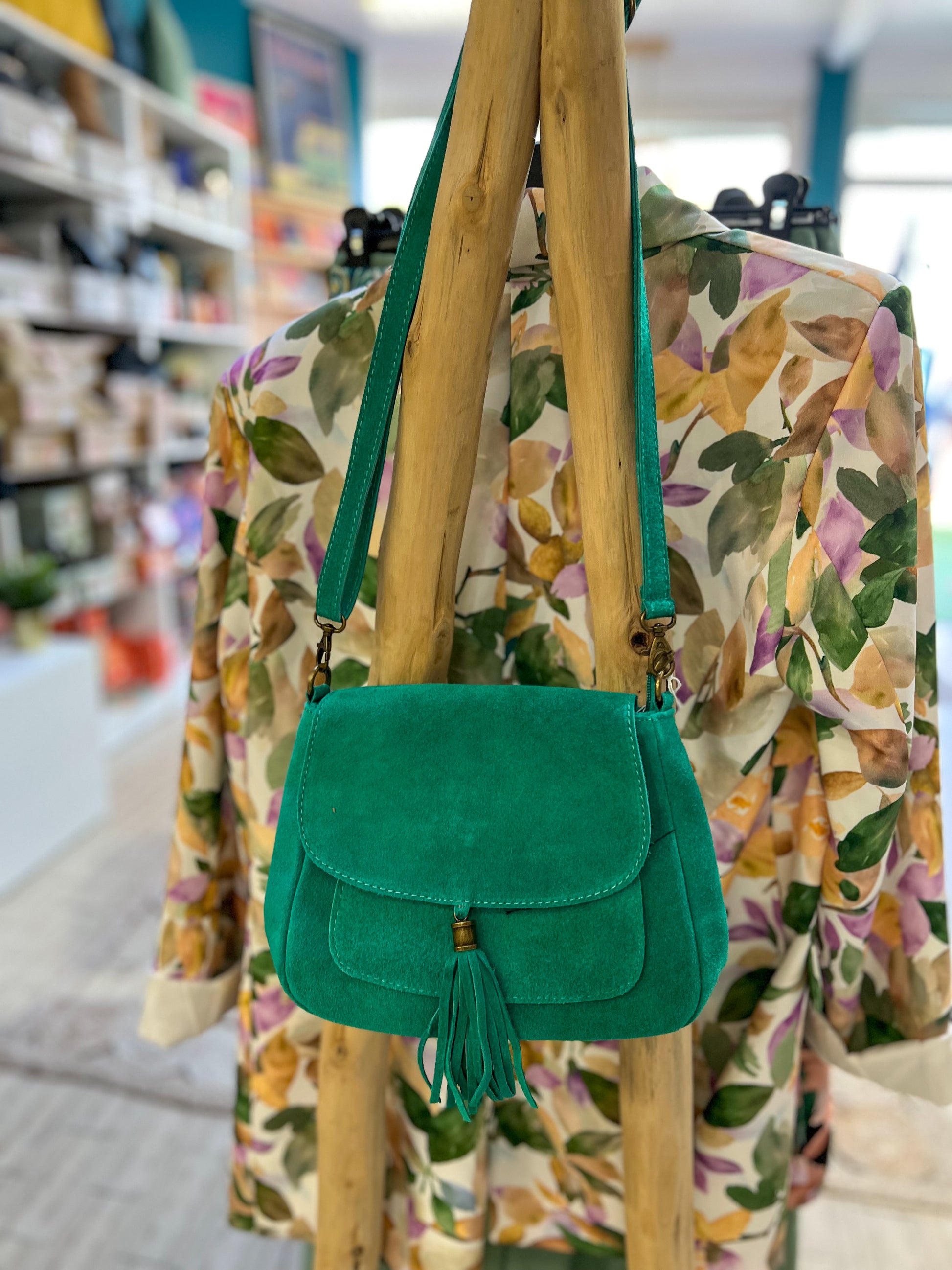 Sac besace cuir- vert émeraude – My Sweety Shop