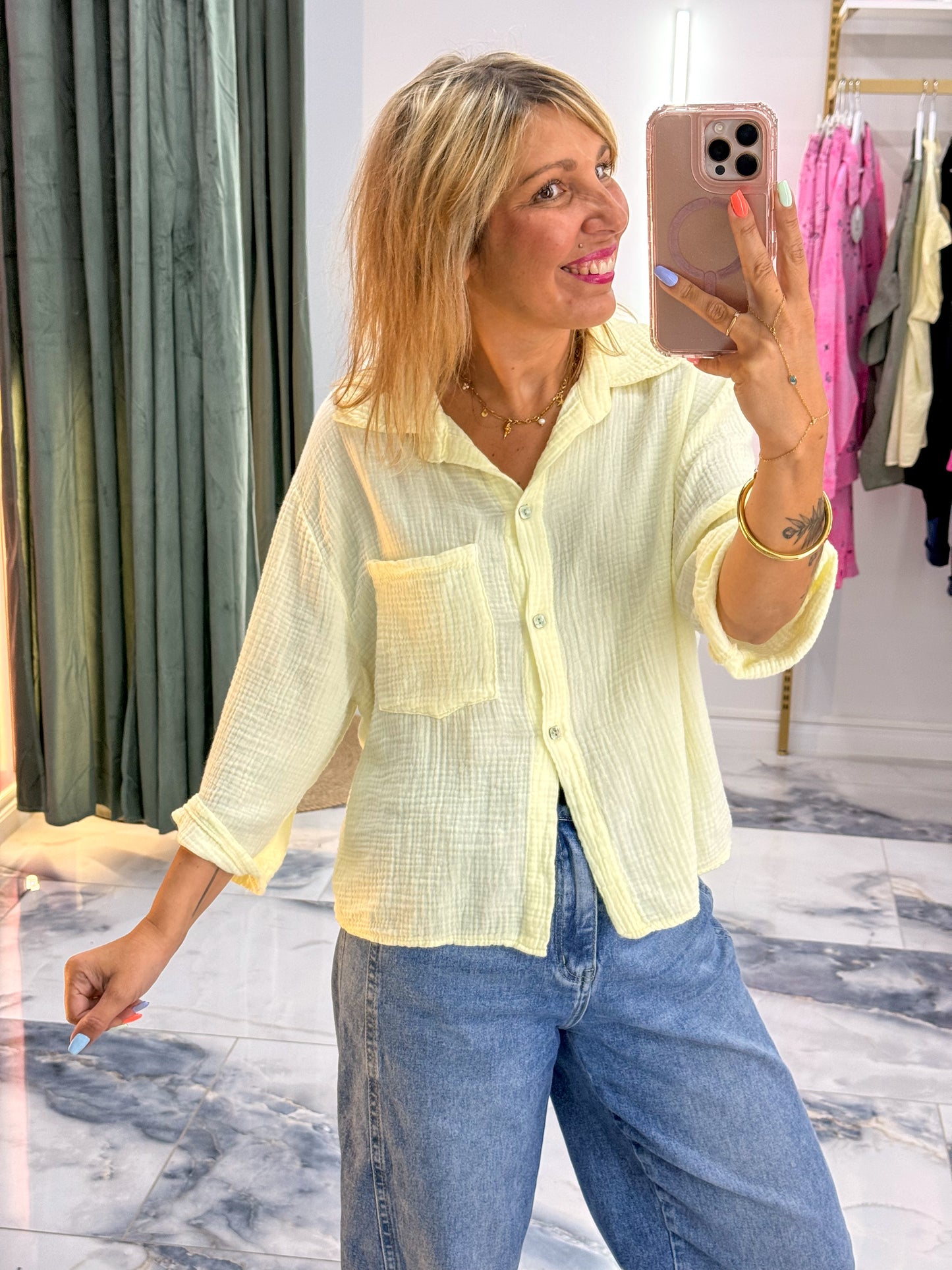 Chemise SWEET gaz de coton jaune