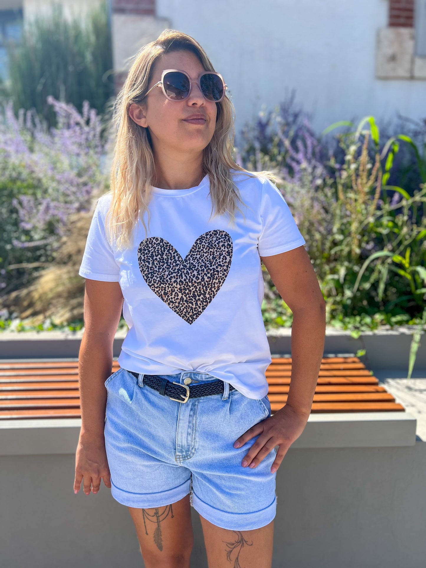 LOVE- T-shirt cœur léopard