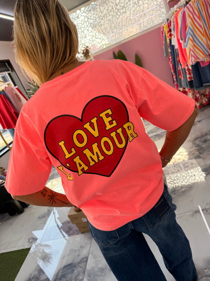 T-Shirt LOVE  L’AMOUR corail