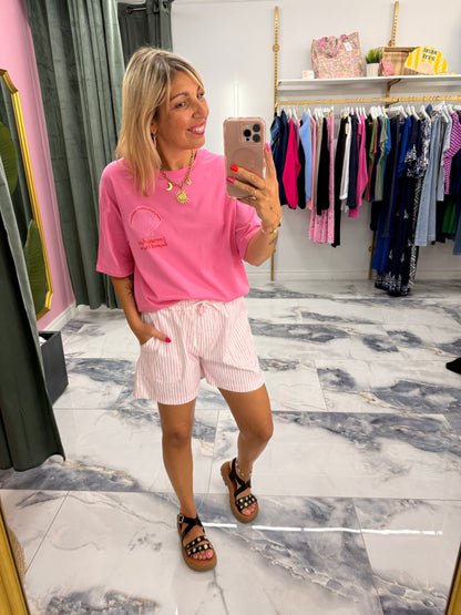 Short LOLY rayures rose
