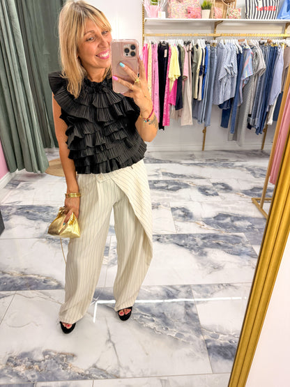 Pantalon TRENDY rayé beige