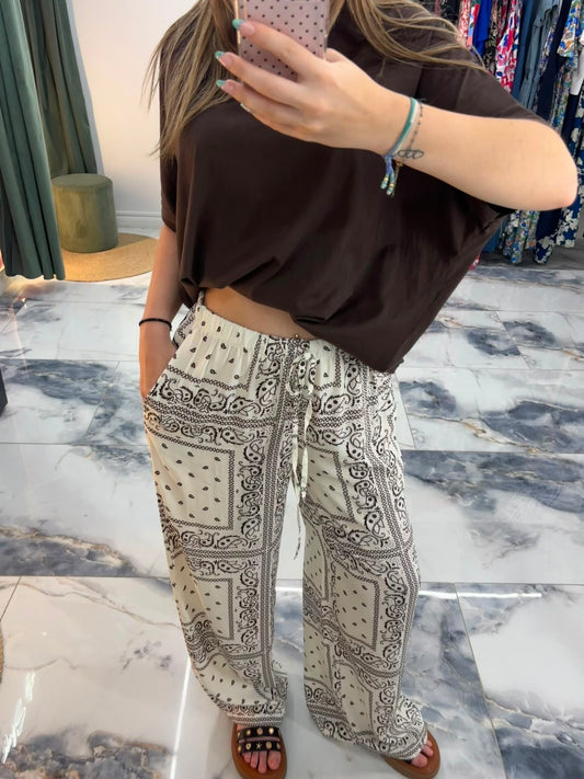 Pantalon FLUIDE Bandana Blanc