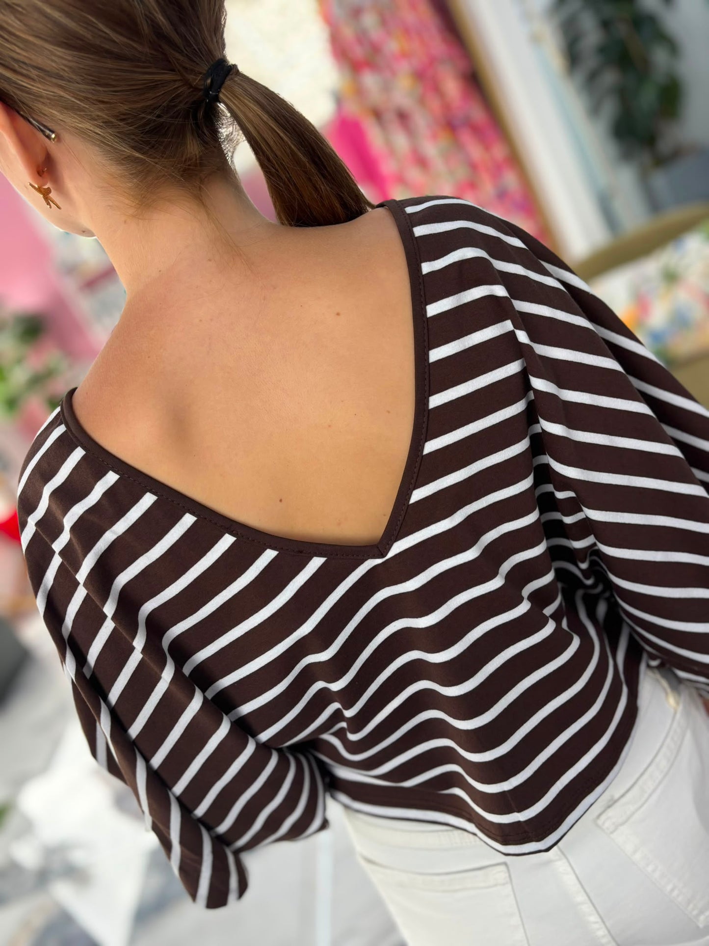 T-shirt RAYÉ V choco