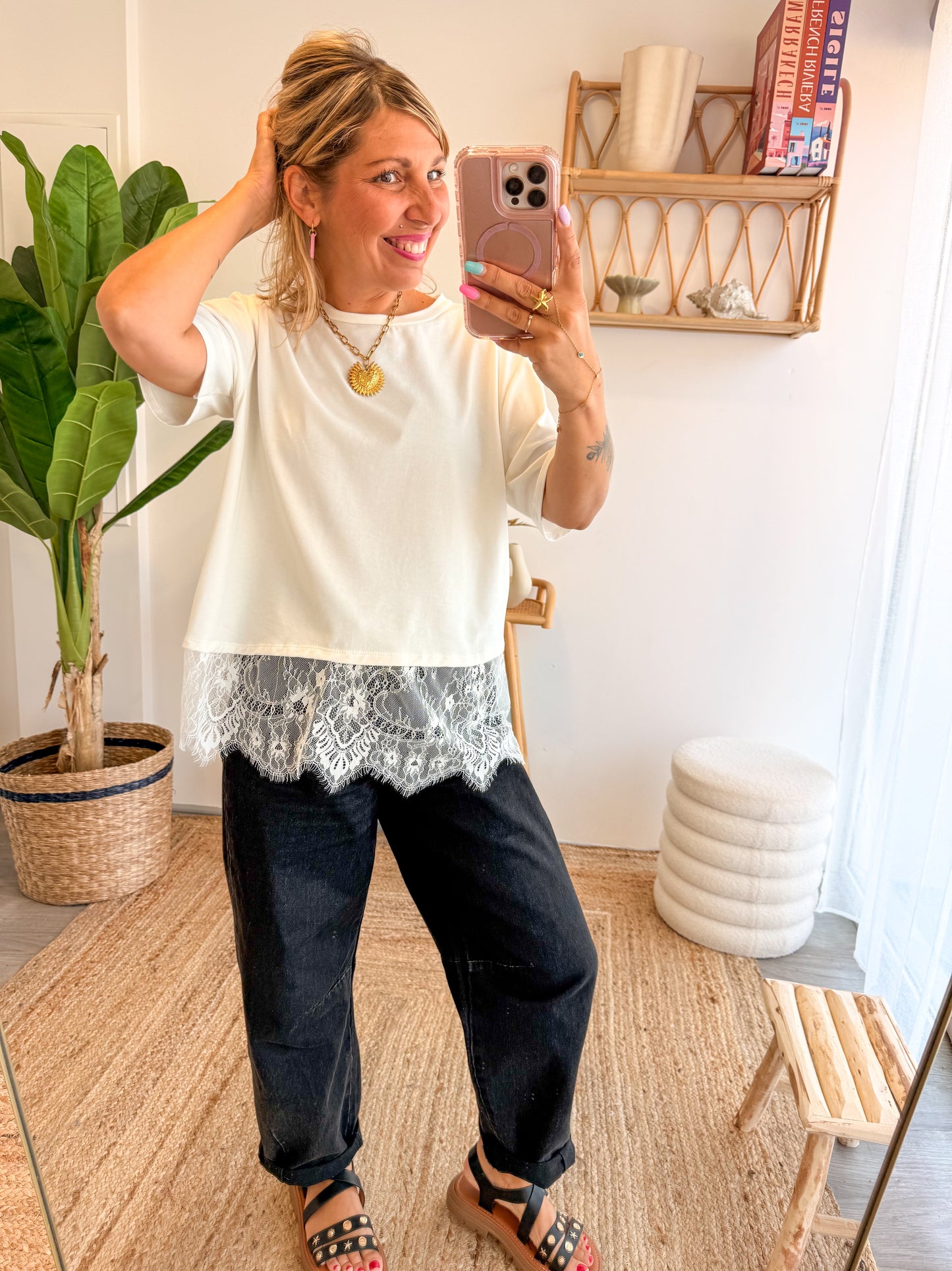 T-shirt DENTELLE blanc