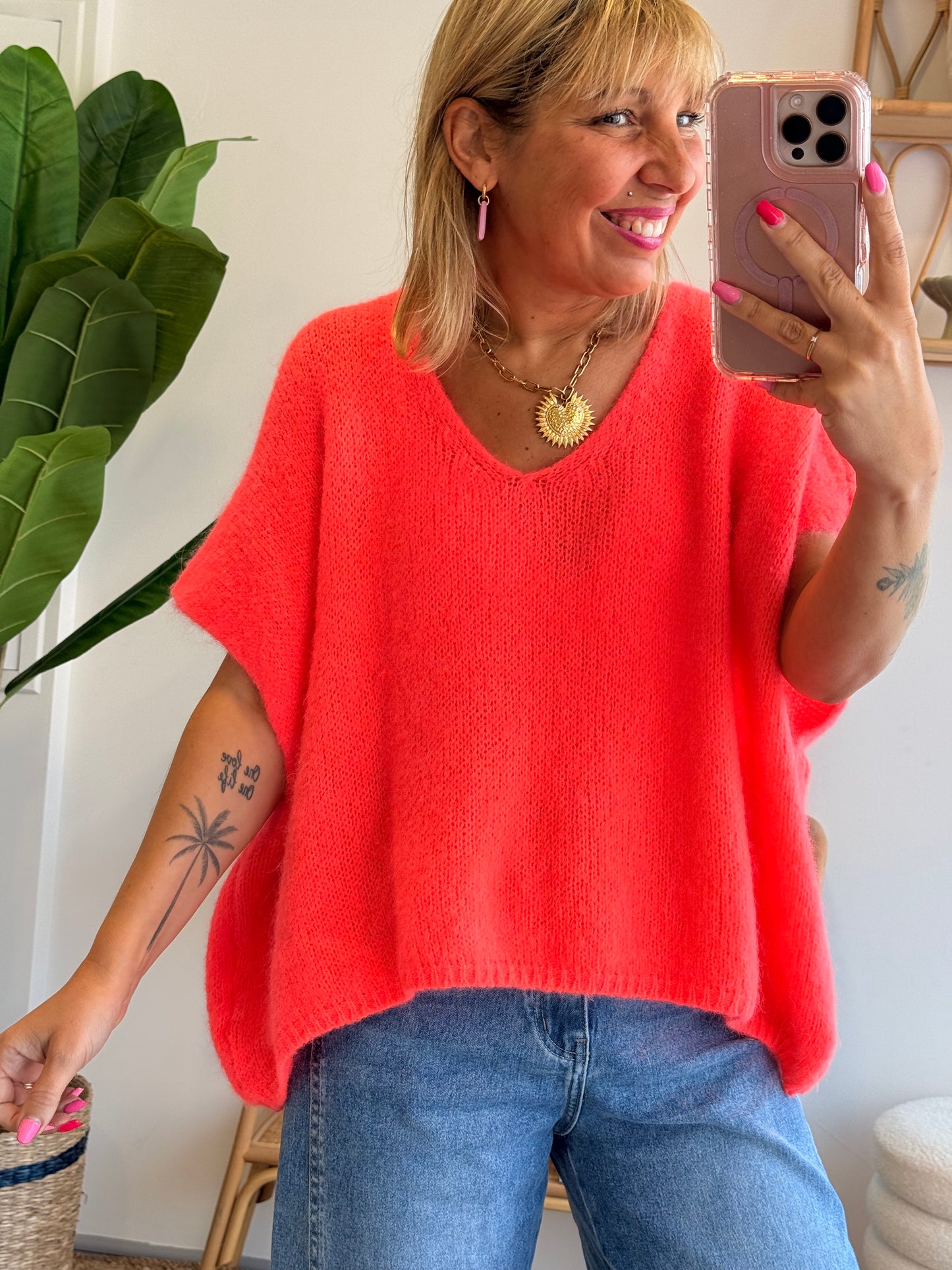 Pull ENZO corail Fluo