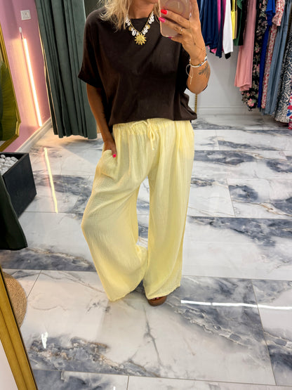 Pantalon JEANNETTE gaze de coton jaune