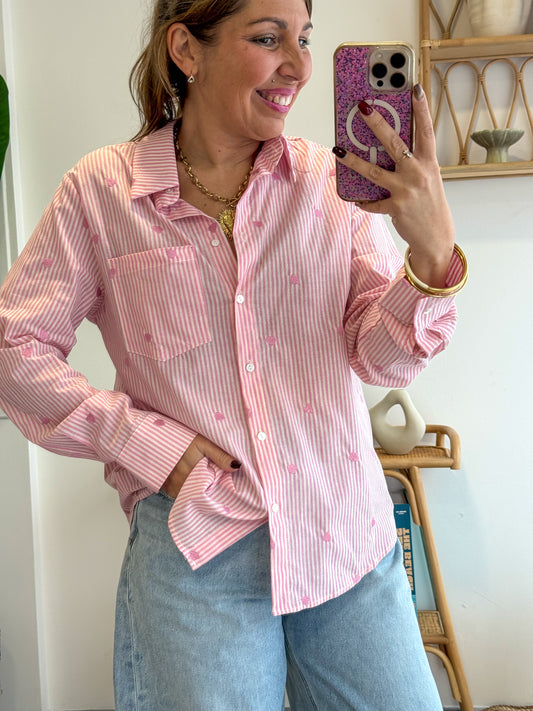 Chemise cœurs DOUX rose
