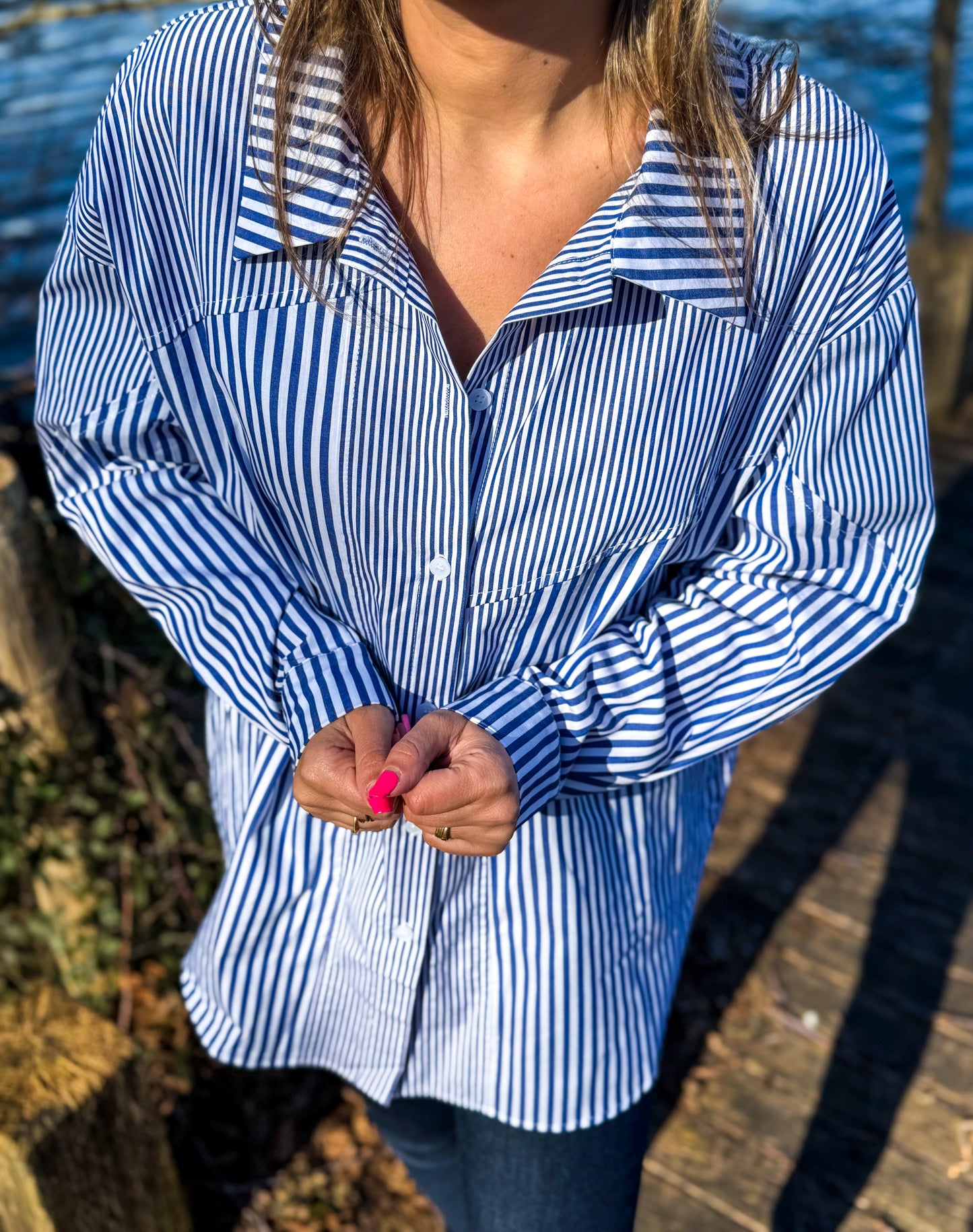 Chemise oversize MILA rayures Bleu marine