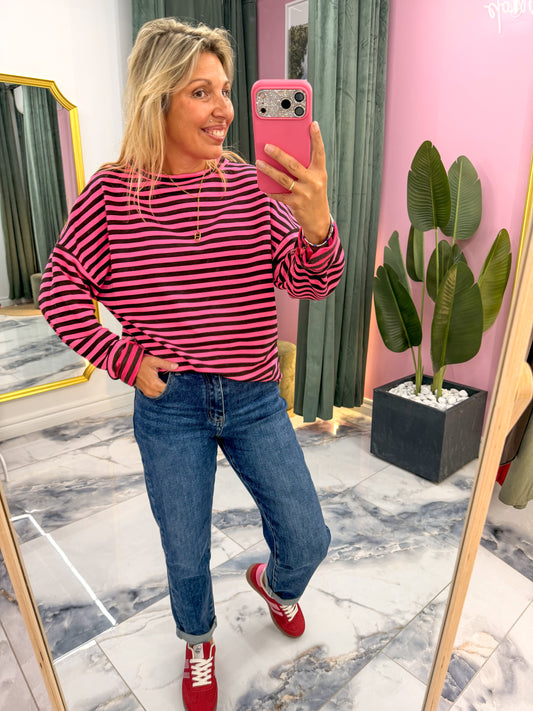 Marinière ZOE Noir/Fushia