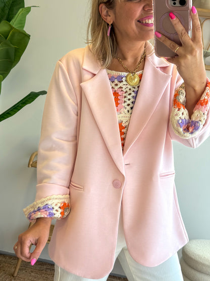 Blazer LILOU rose (matière Jogg)
