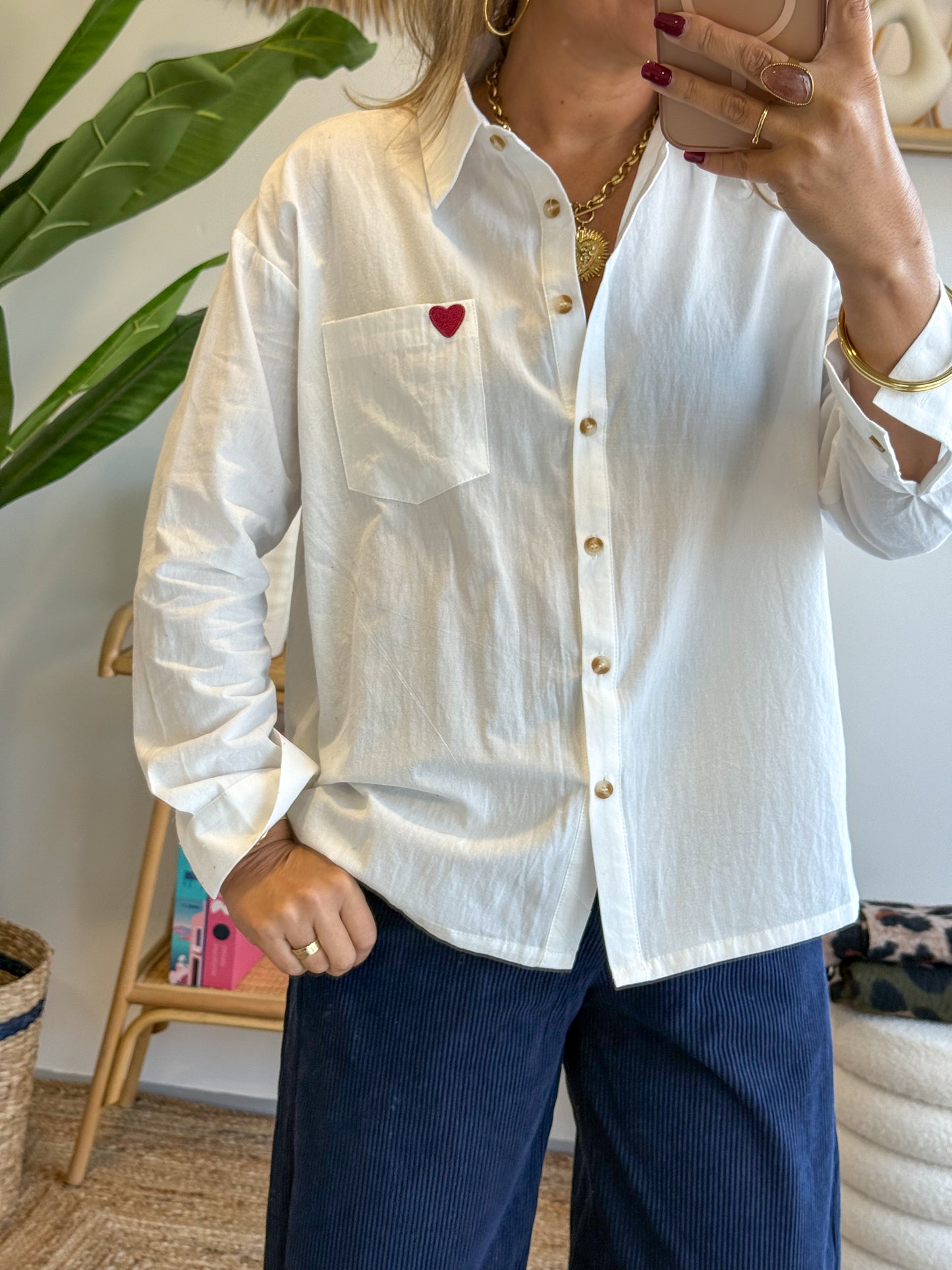 Chemise cœur bordeaux