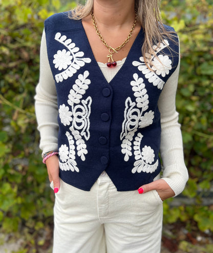 TESSA- gilet sans manches bleu marine