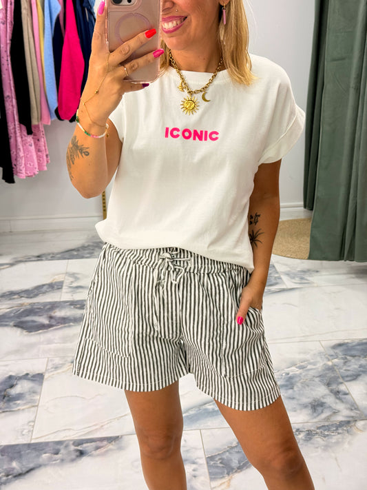 Short LOLY rayures gris
