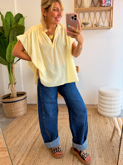 Blouse CAPRI voile de coton jaune