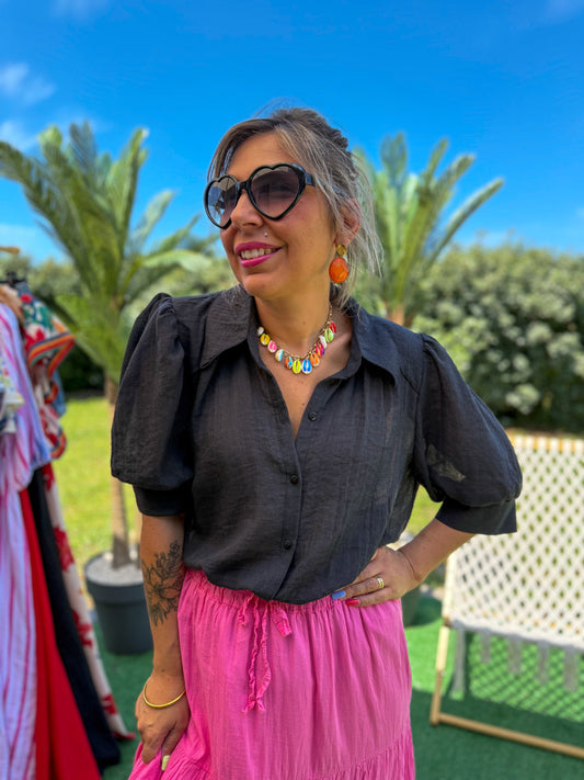 Chemise LAURA voile de coton noir