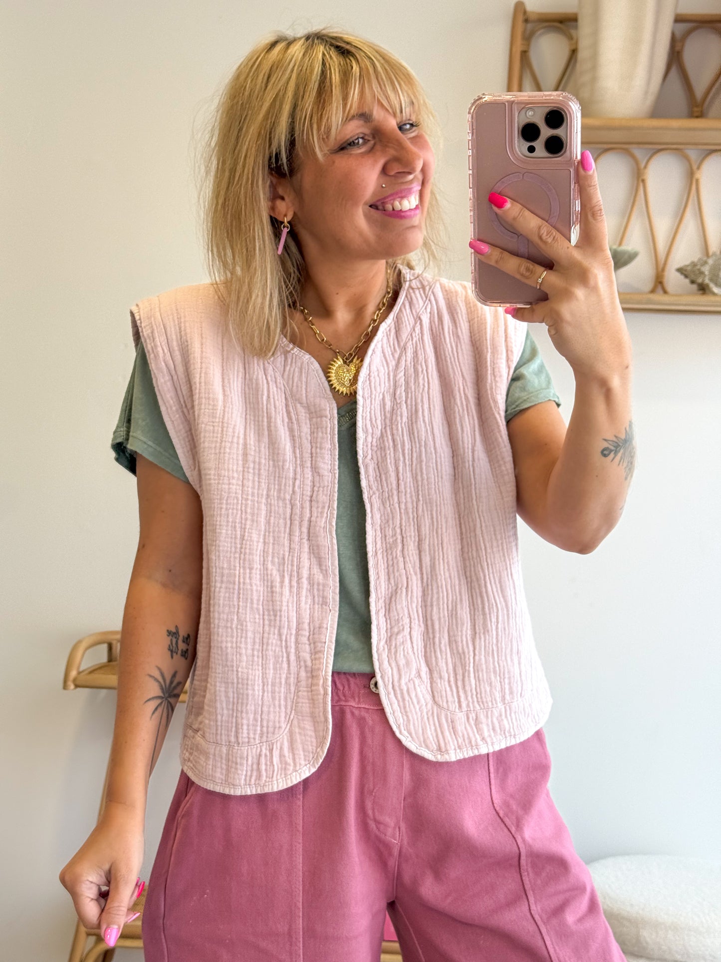 Gilet Naia Rose poudré