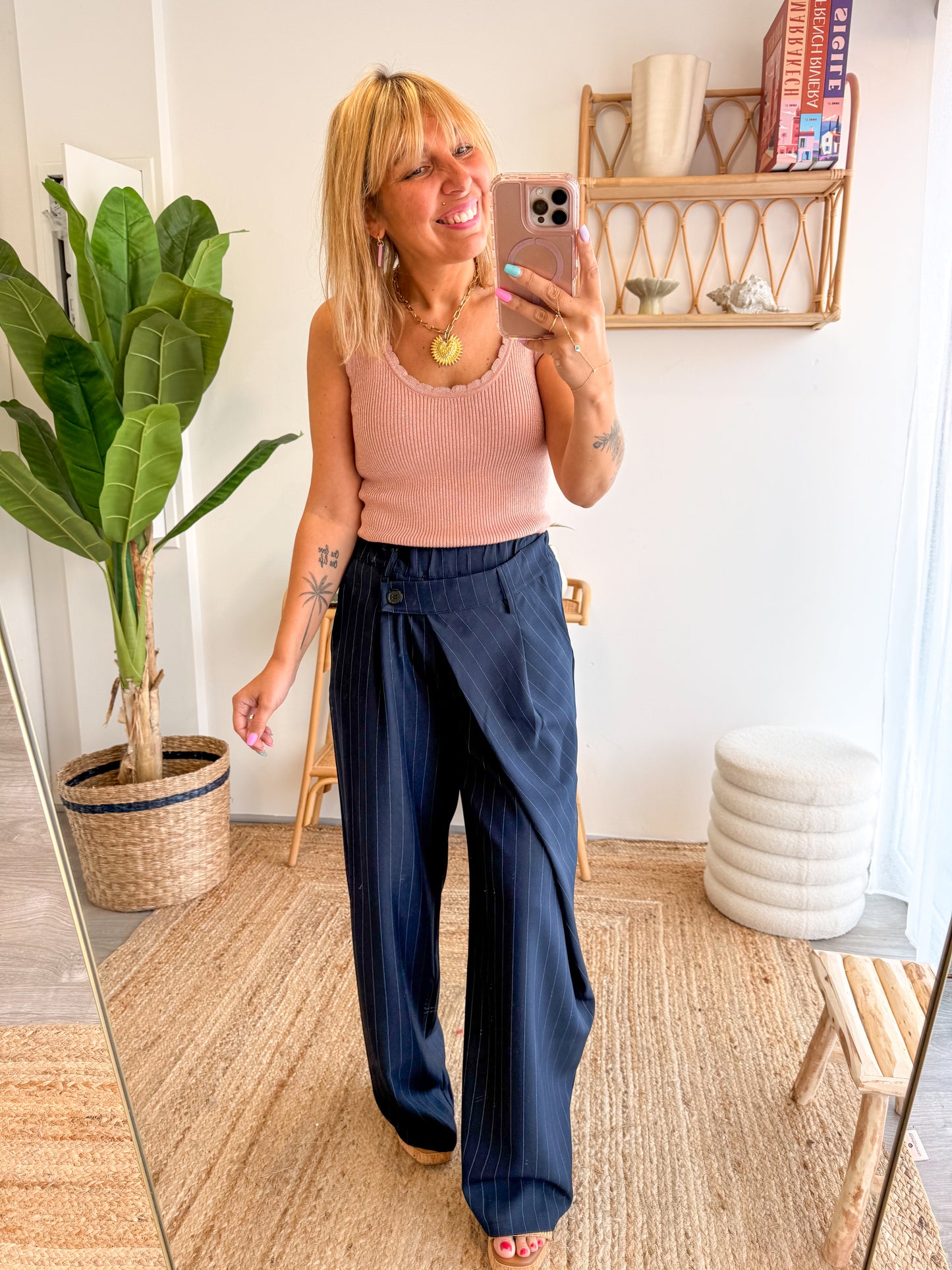 Pantalon TRENDY rayé marine