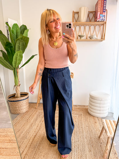 Pantalon TRENDY rayé marine