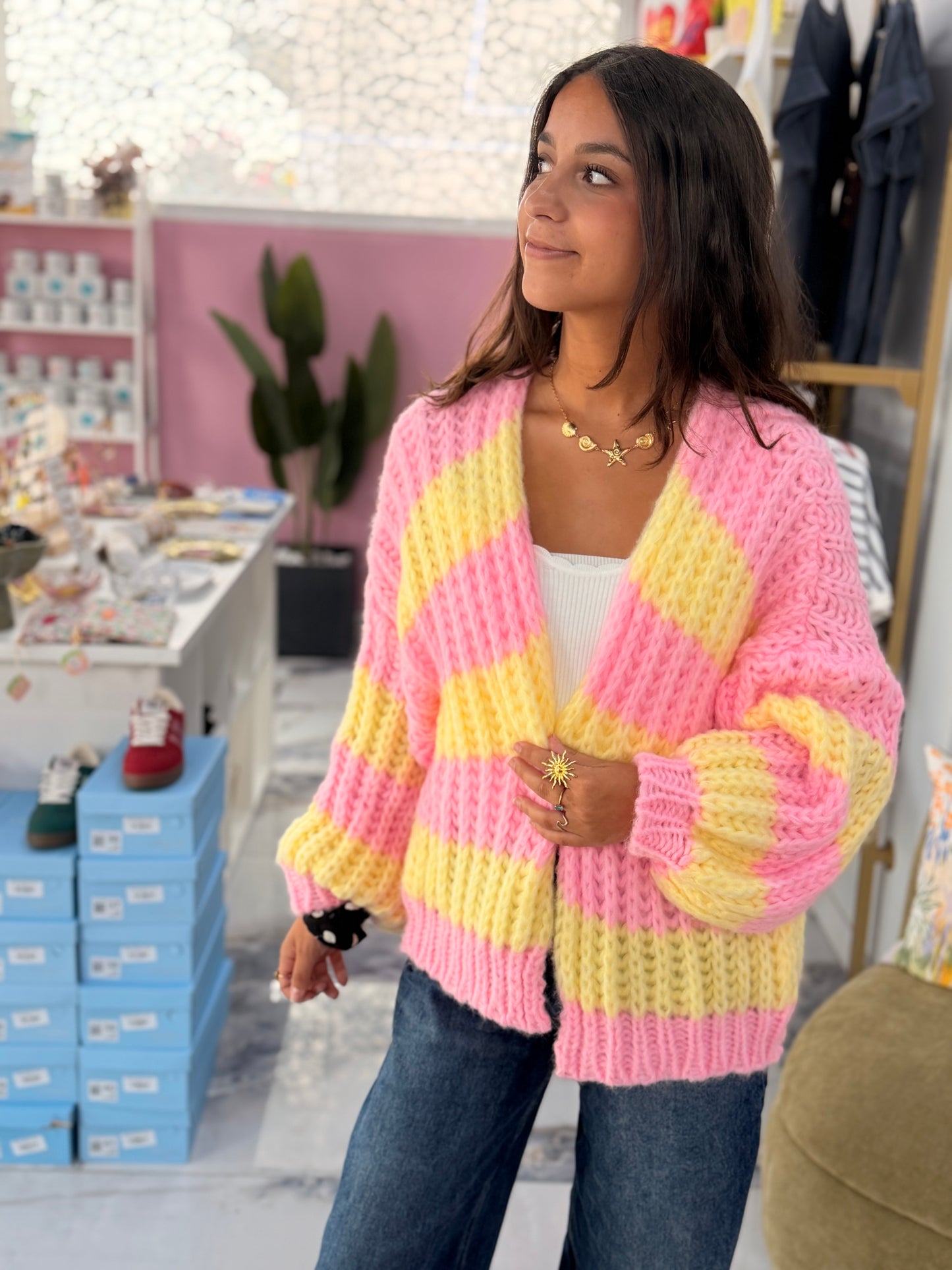 Gilet BONNIE rose/jaune