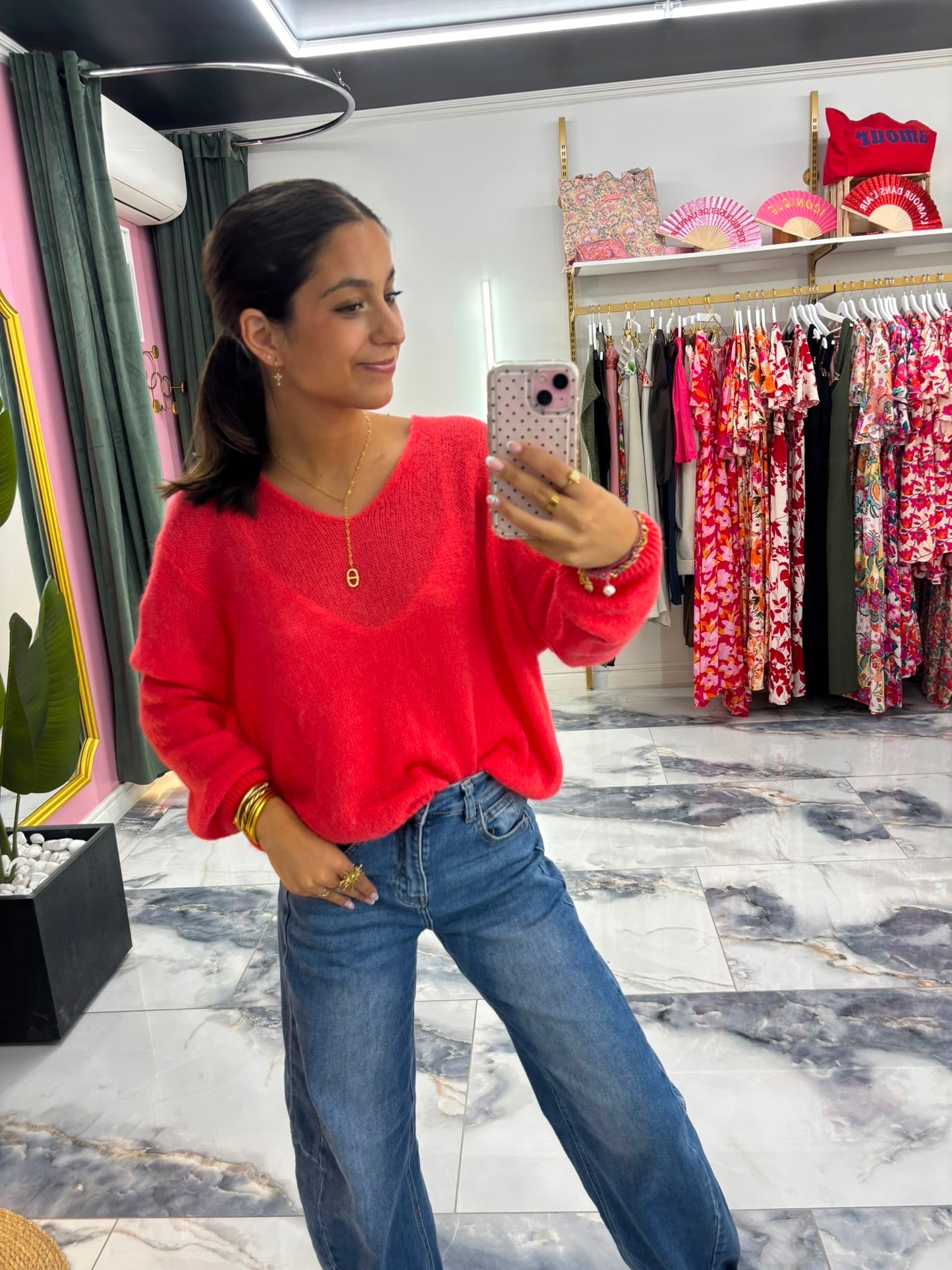 Pull Coco alpaga corail