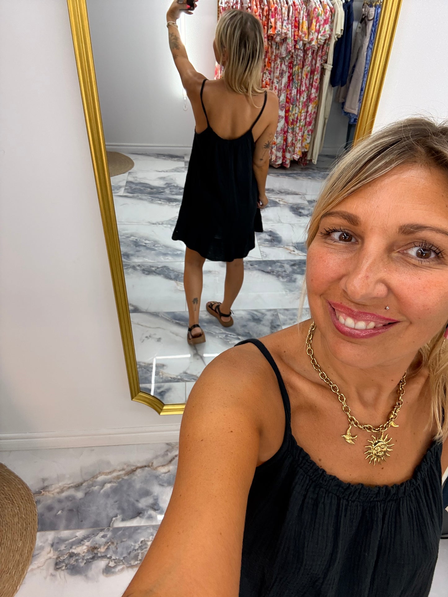 Robe LOLA gaze de coton noir
