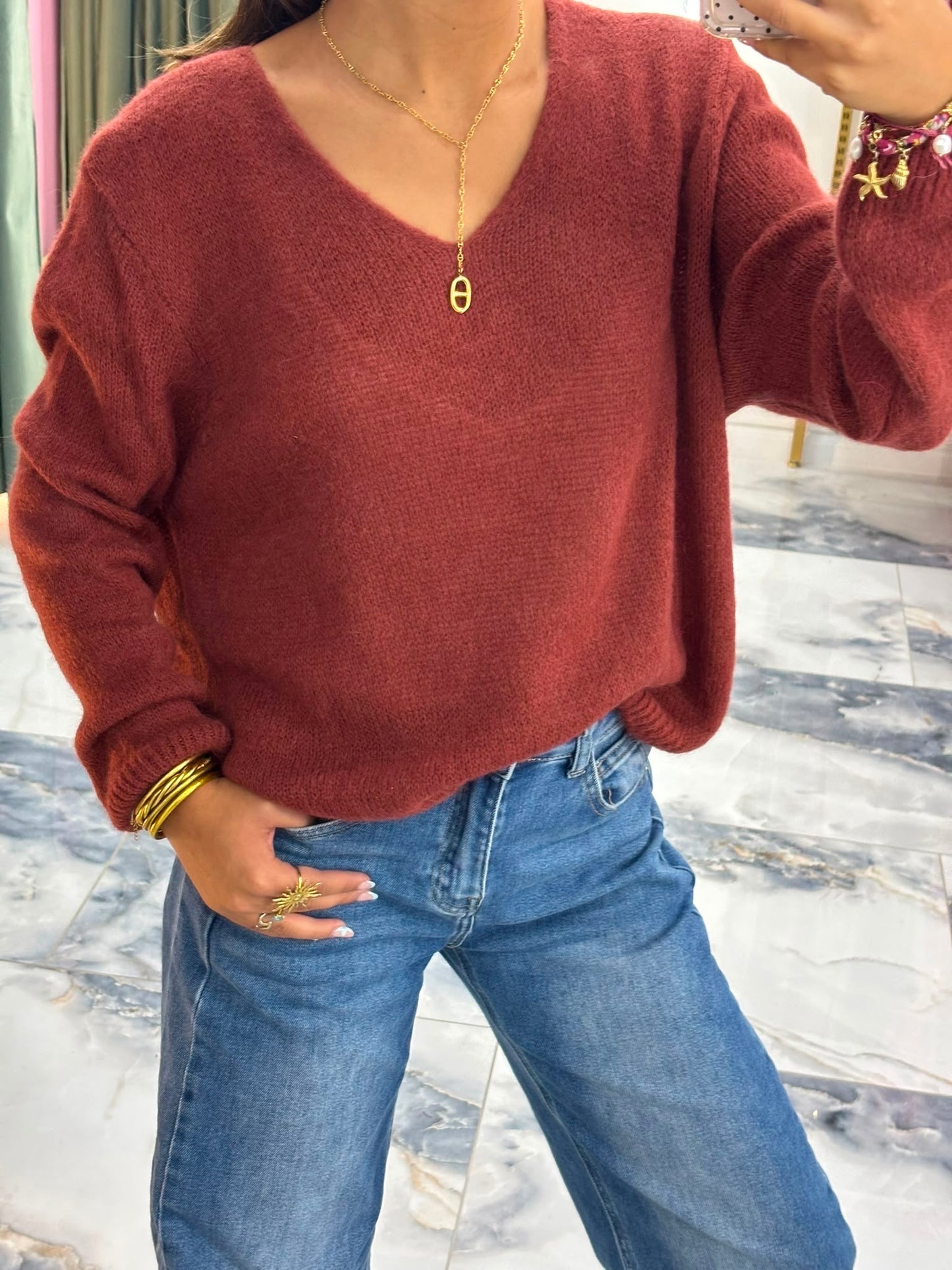 Pull COCO alpaga terracota