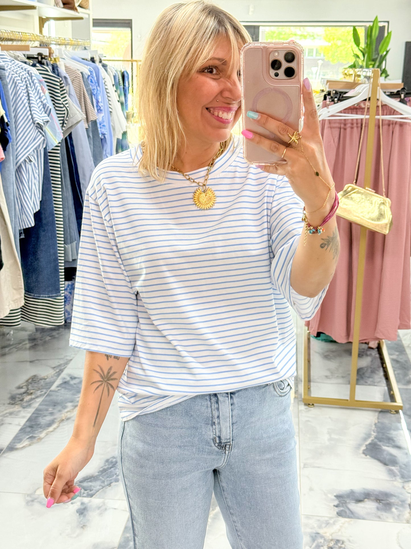 T-shirt ELISE rayé bleu