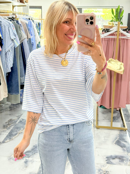 T-shirt ELISE rayé bleu